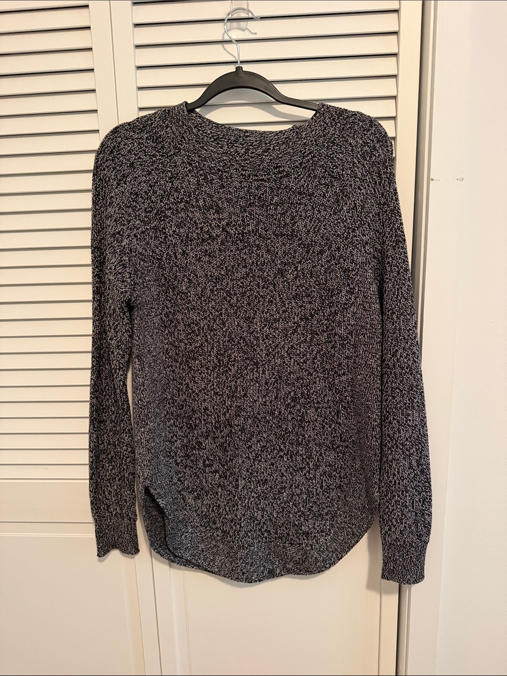 Lord & Taylor Marled Crewneck Sweater - Black and White